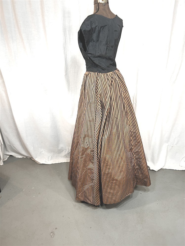 antique dress woman&rsquo;s long evening 1960 bust 36 silk from 19thc original remade