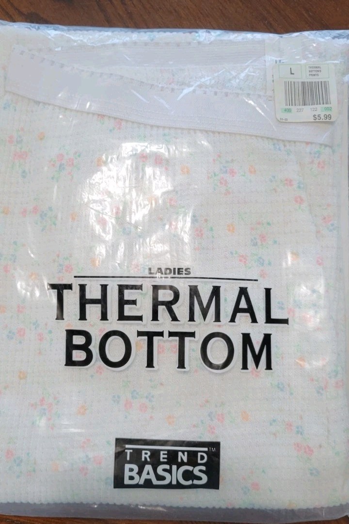 Thermal Ankle Length Pants Trend Basics • Women&rsquo;s Large White Floral  VTG (T)