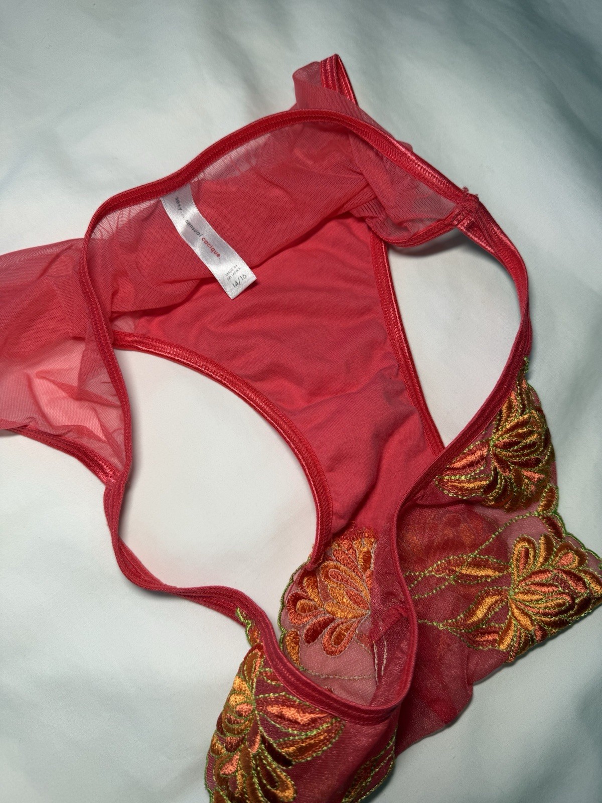 Vintage Y2K Cacique Satin Sheer Double String Bikini Panties Size 14/16