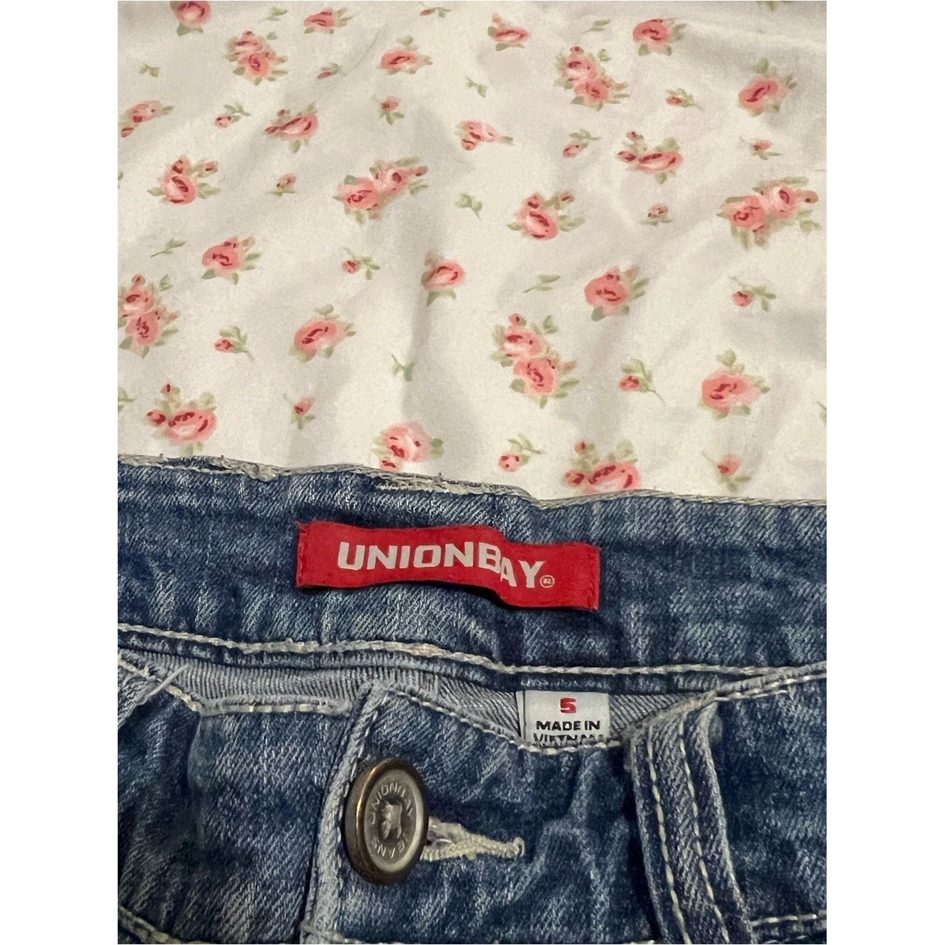 vintage union bay low rise butt pocket denim mini shorts