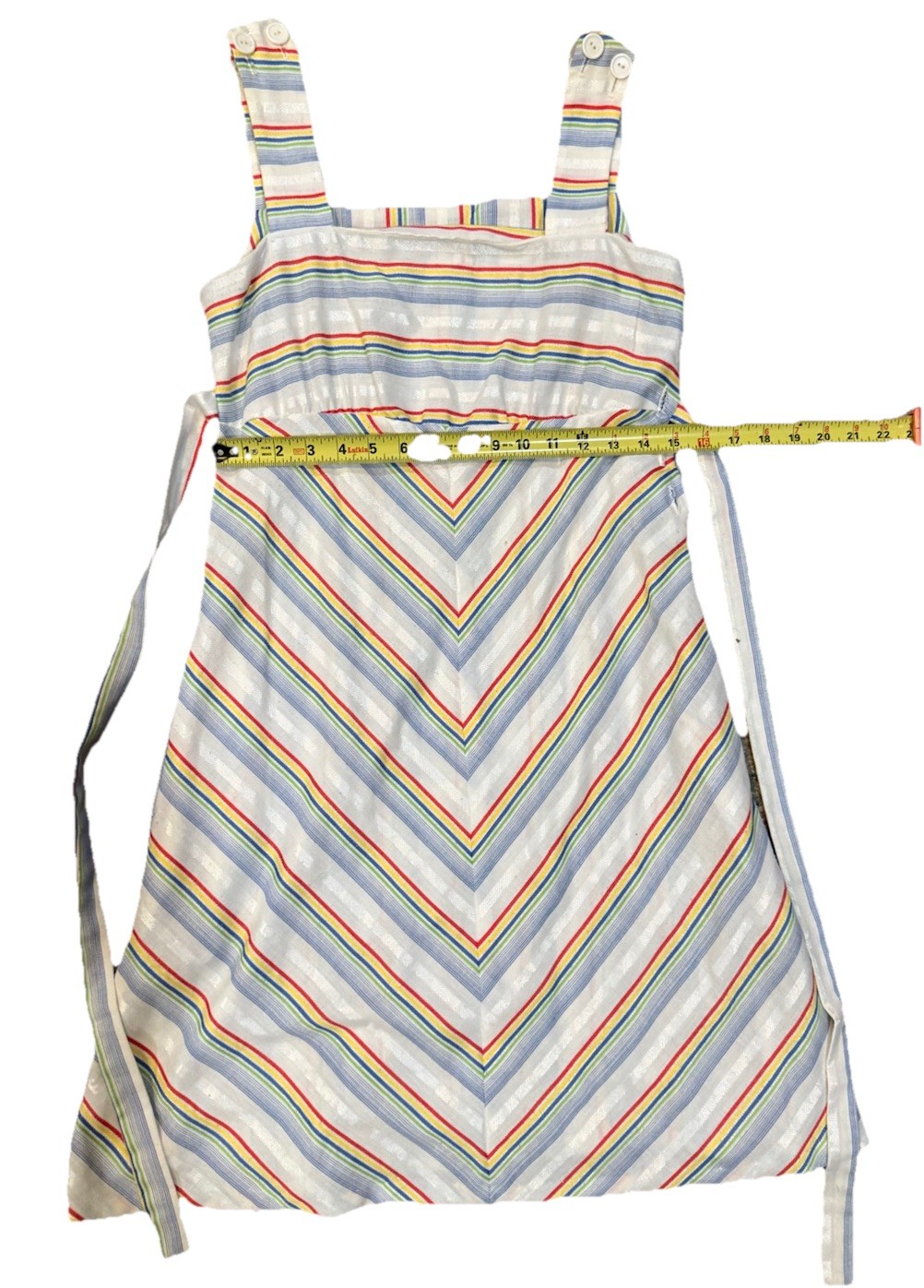 Vintage Montgomery Ward Chevron Striped Rainbow Midi Wide Strap Sundress Size M
