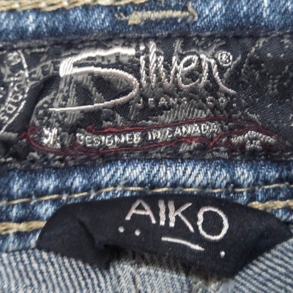 Silver Jeans Co Aiko Low Bootcut Thick Stitch Distressed W31 L33 Tall Y2K Rodeo