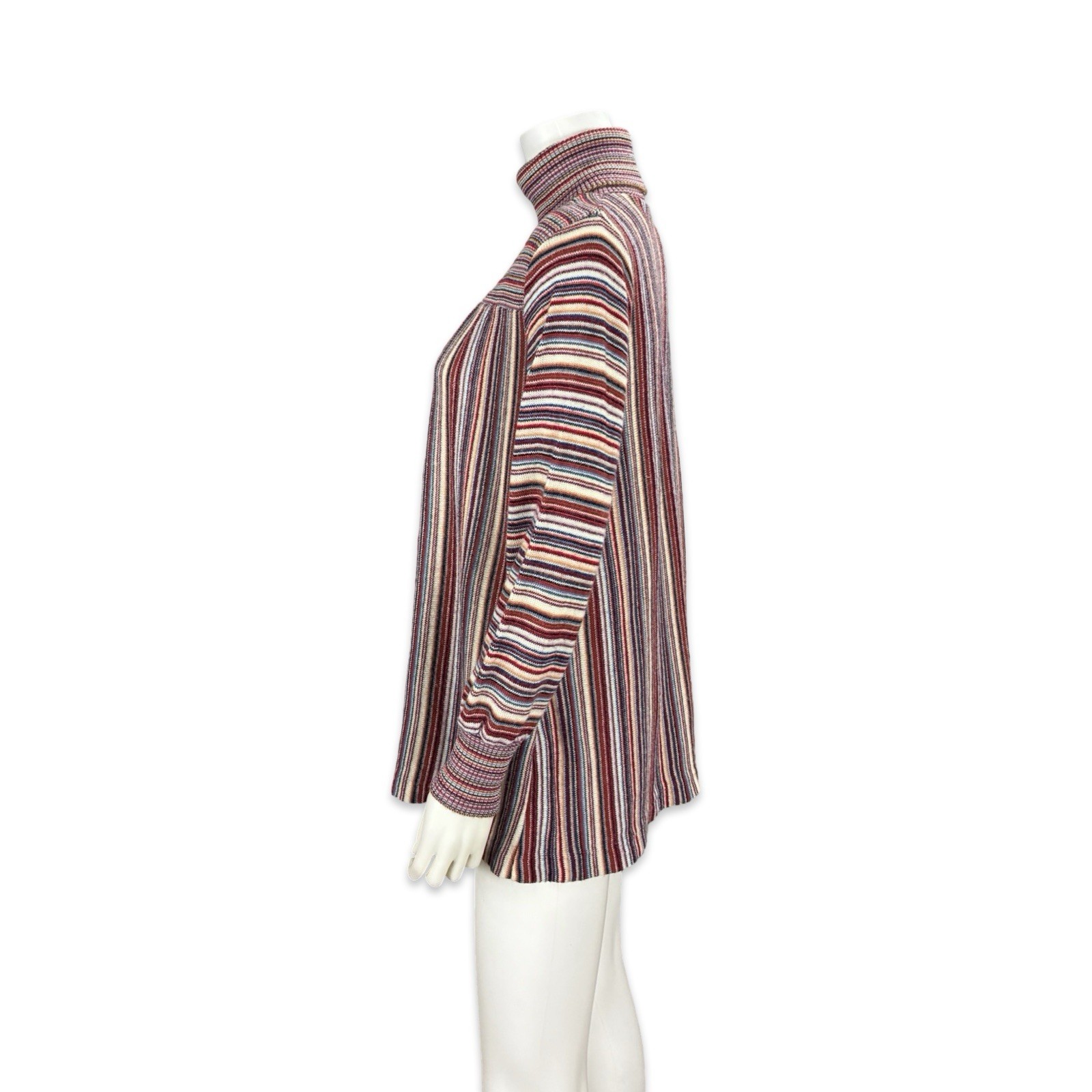 Great Times Women&rsquo;s VTG 70s Striped Turtleneck Babydoll Swing Flare Sweater