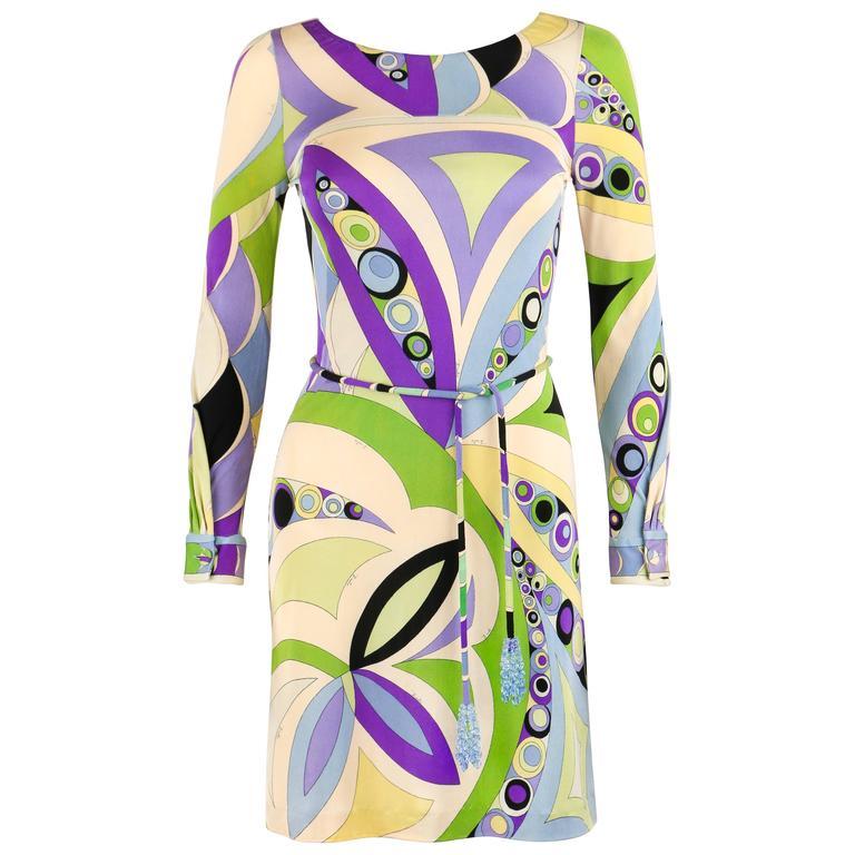 EMILIO PUCCI c.1960&rsquo;s Signature Print « Coppola e Toppo » Belt Sheath Dress