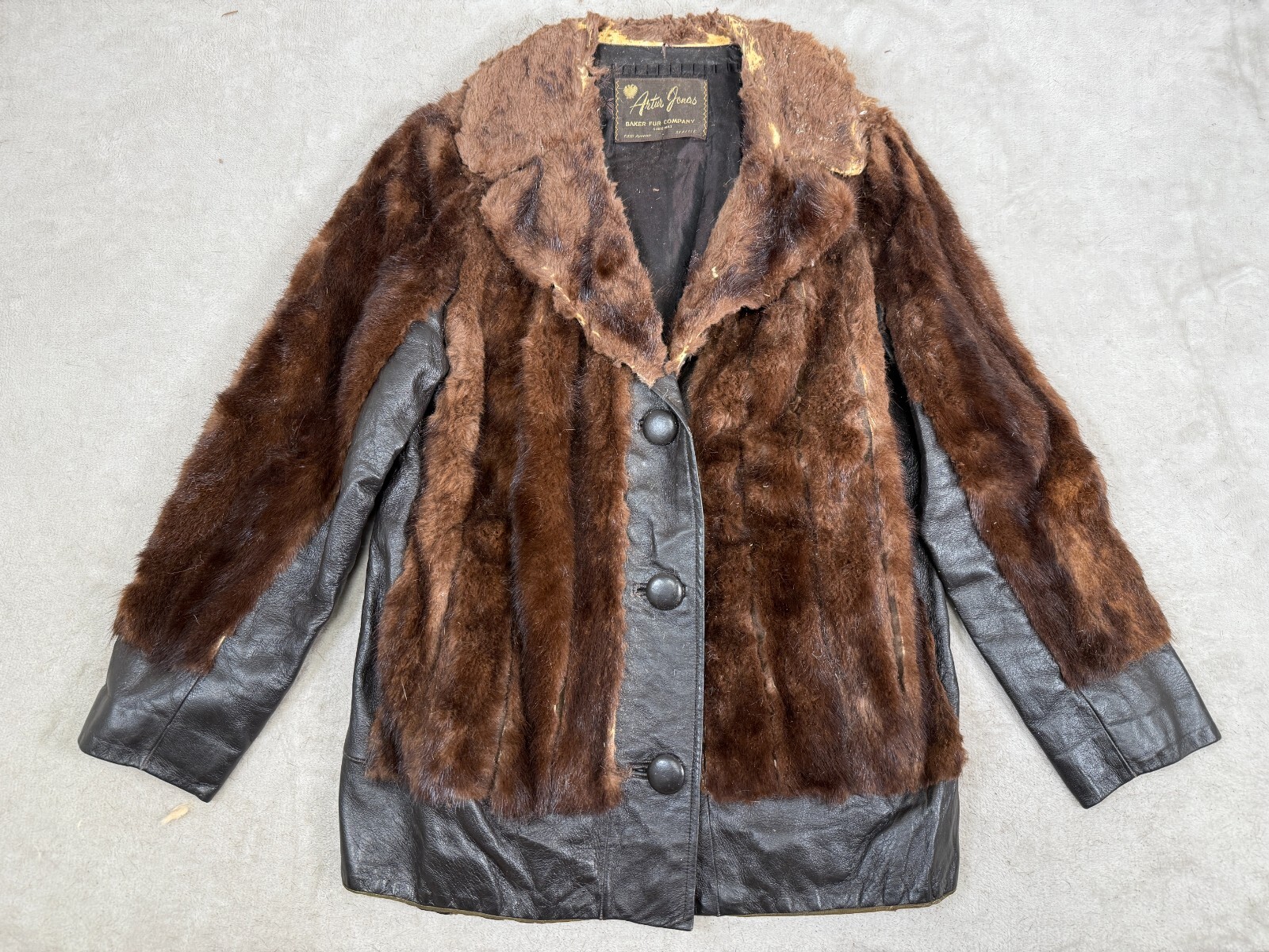 Vintage Arter Jonas BAKER FUR COM Genuine Mink Stole Dark Brown Fur Satin Lined