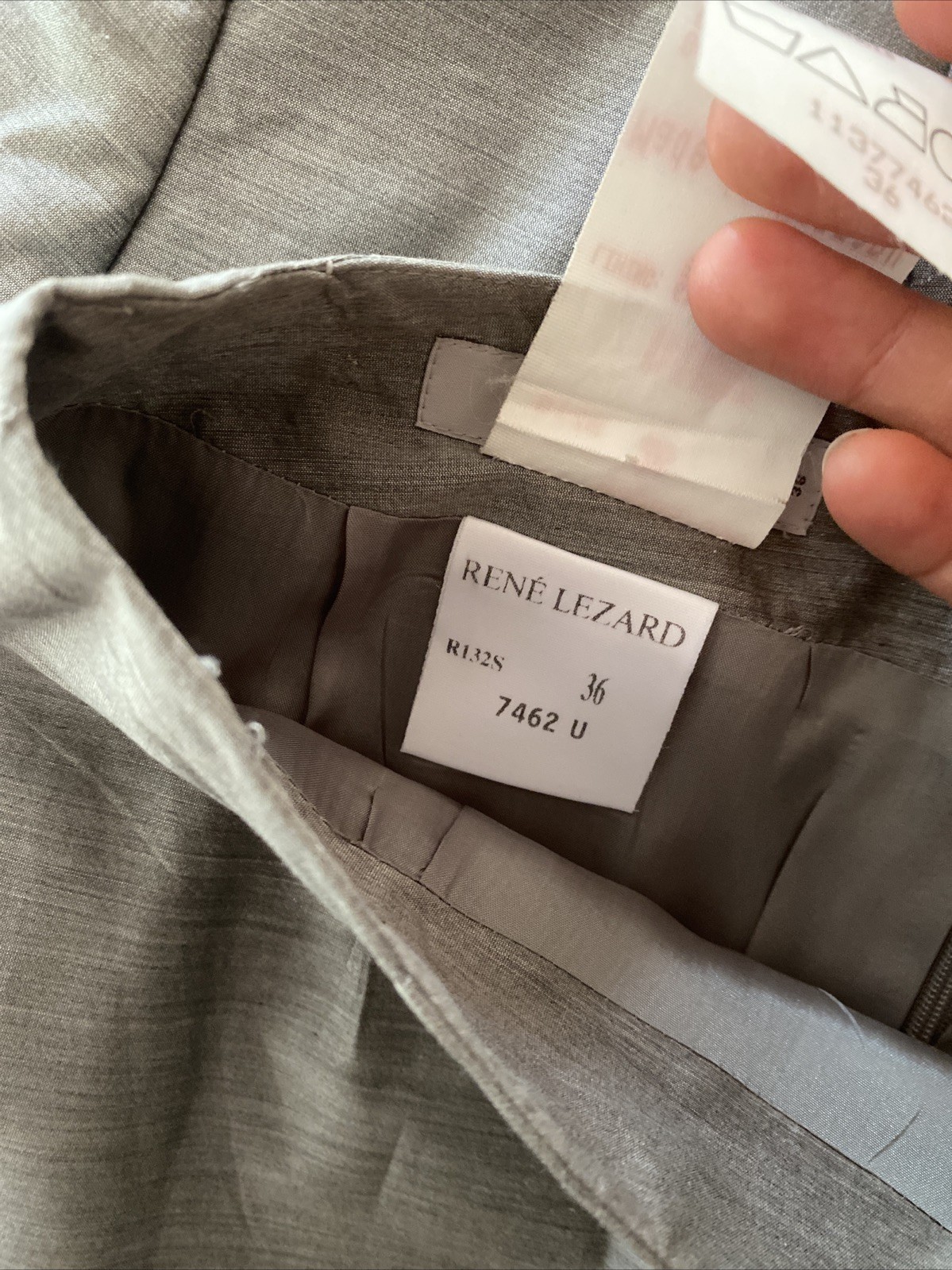 Vintage 1990s René Lezard Grey Skirt Blazer Suit 36 xS Office Look Corporate