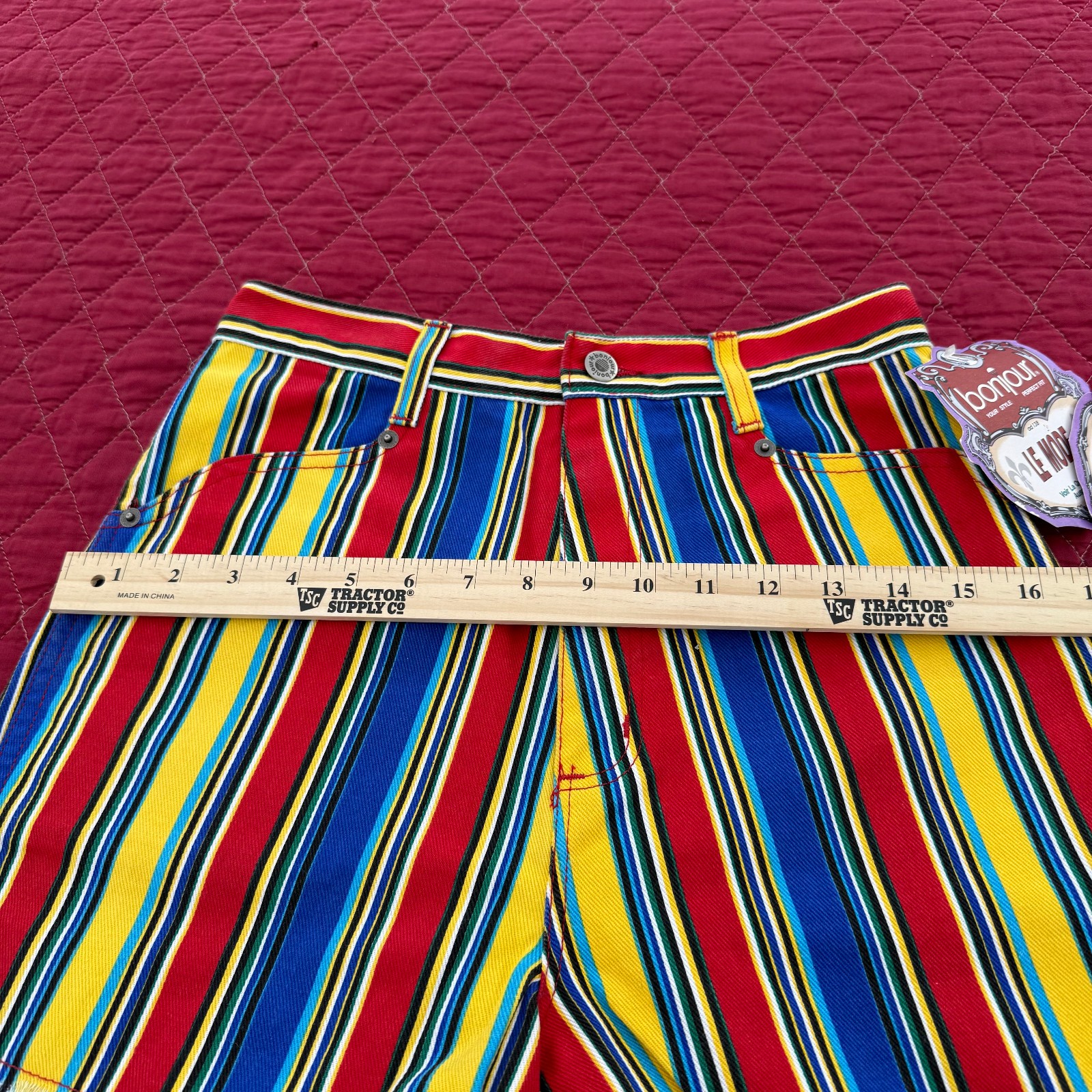 VTG BONJOUR Bold Stripes Le Mode Booty Shorts Super 90s y2k Size 5/6 w Tags