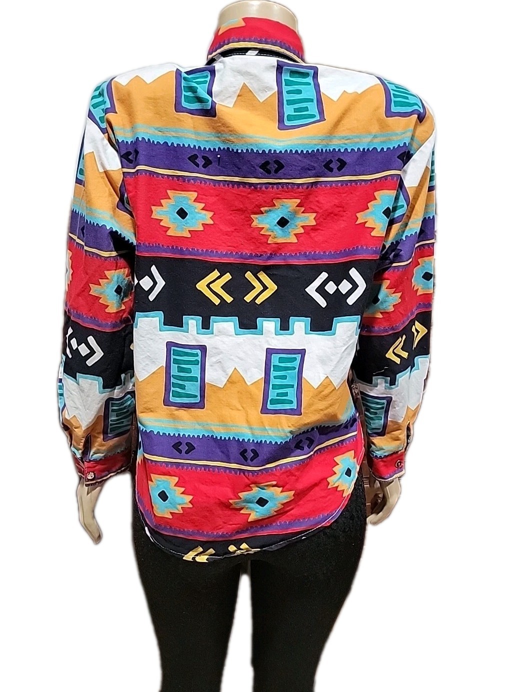 Circle T By Marilyn Lenox / Western M southwestern print Long Sleeve Shirt #R1