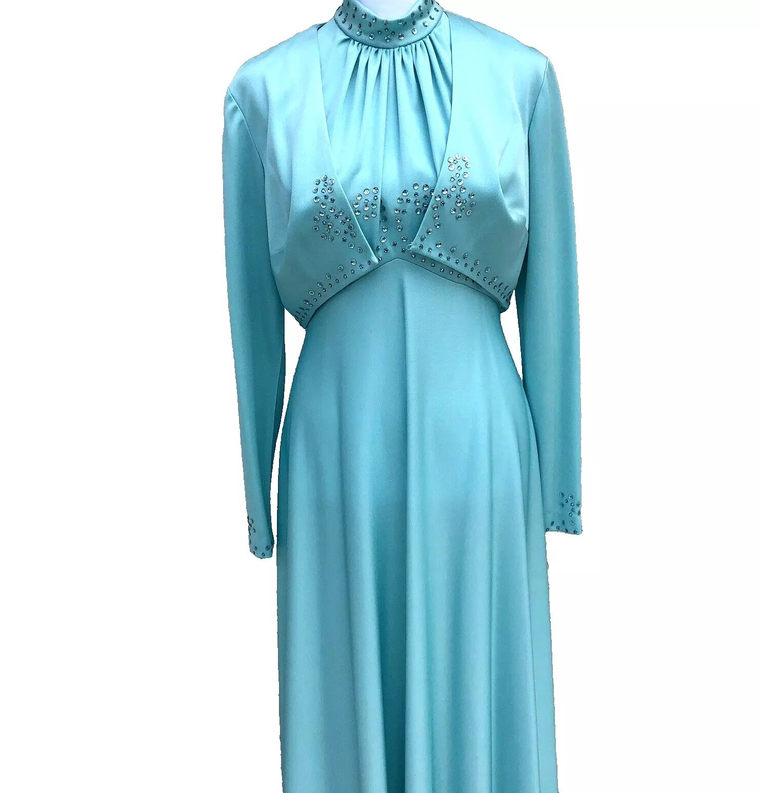 RARE VTG MCM Maxi Dress Small Cropped Jacket Studded Union Made 60-70s Couture