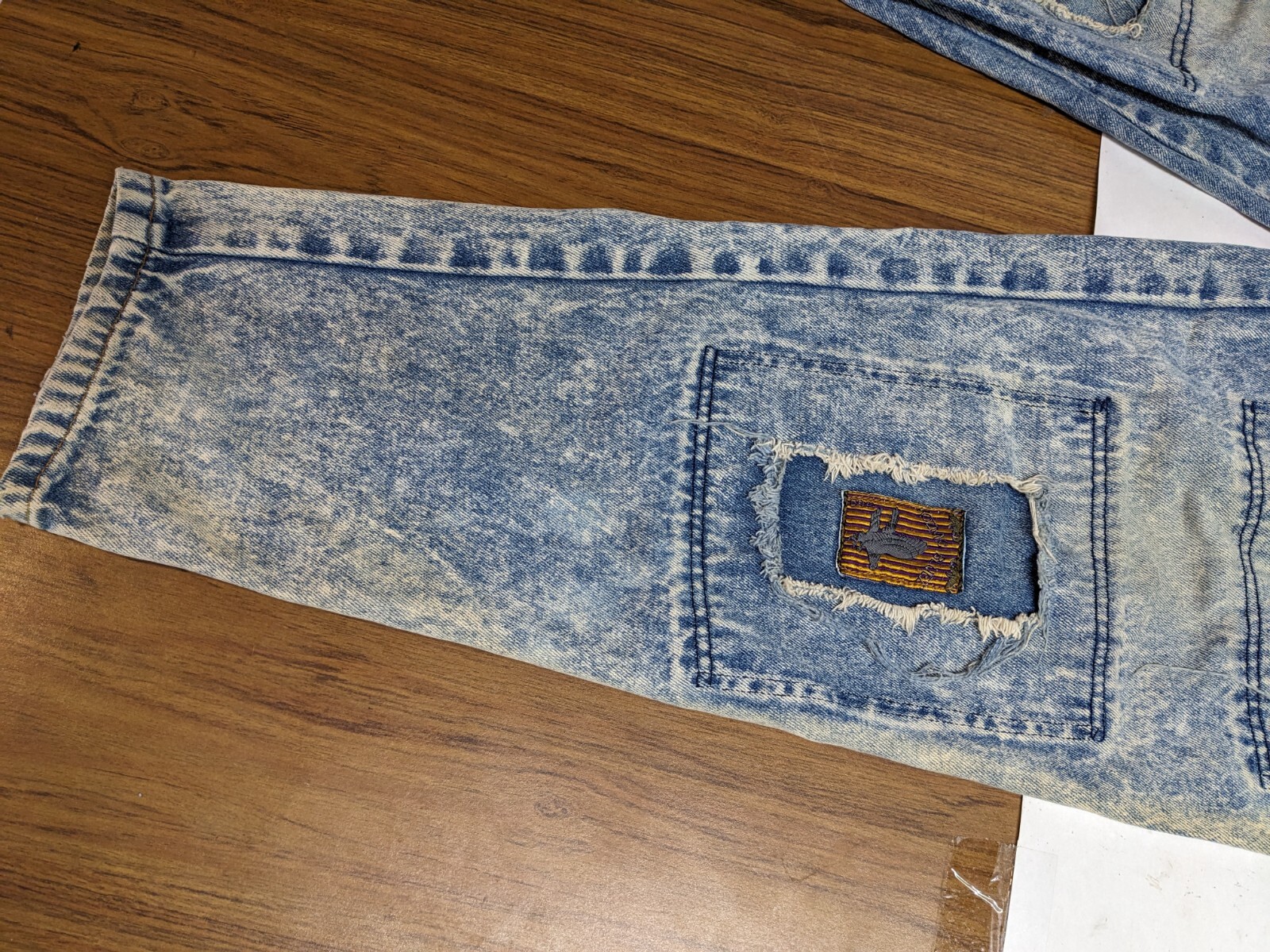 80s Vintage Kozmic Bluez Acid Wash Patchwork Jeans 33/32