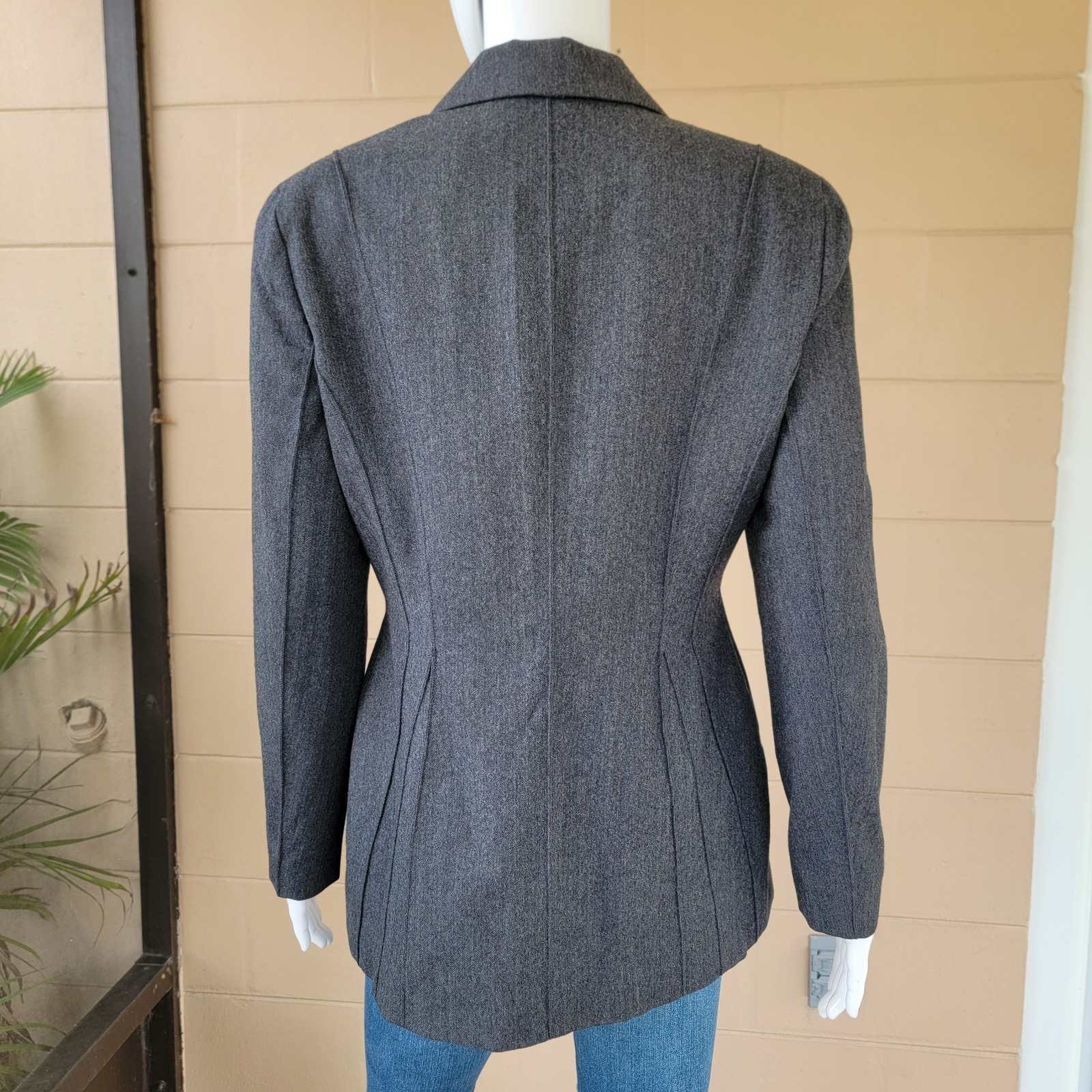 Vintage 90 Single Breasted Blazer Emanuel Ungaro Grey Tailored Women Size S 6/40