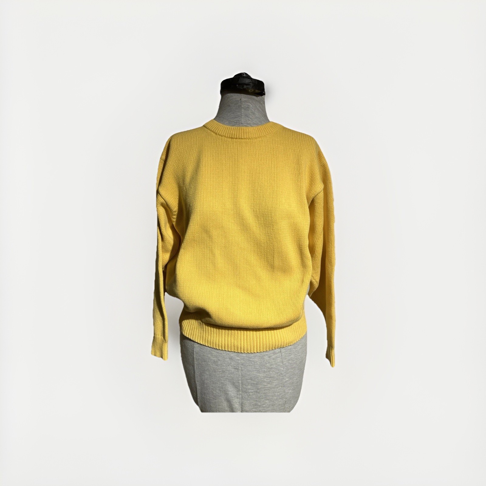 Vintage 80’s Essential Elements Yellow Cotton Crew Neck Sweater Size M Preppy