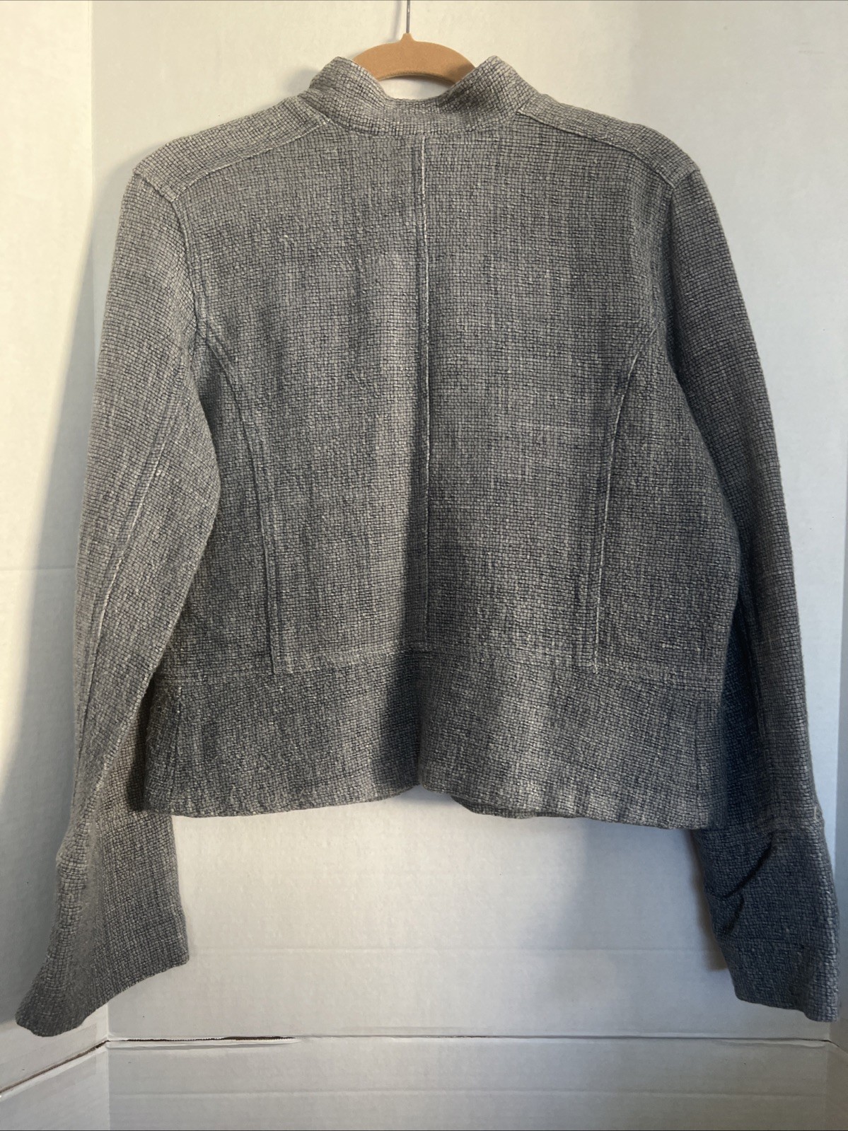 Cheppu Made In Nepal M Native Art Craft Blue Nubby Woven Cotton Jacket