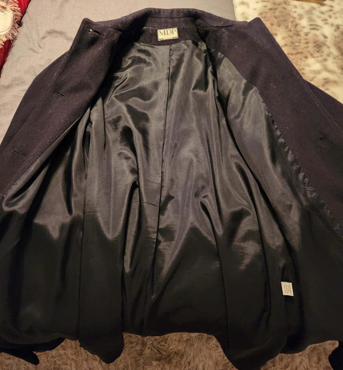 Mario De Pinto Timeless VTG Black Wool Long Winter Trench Coat Plus Size ~18