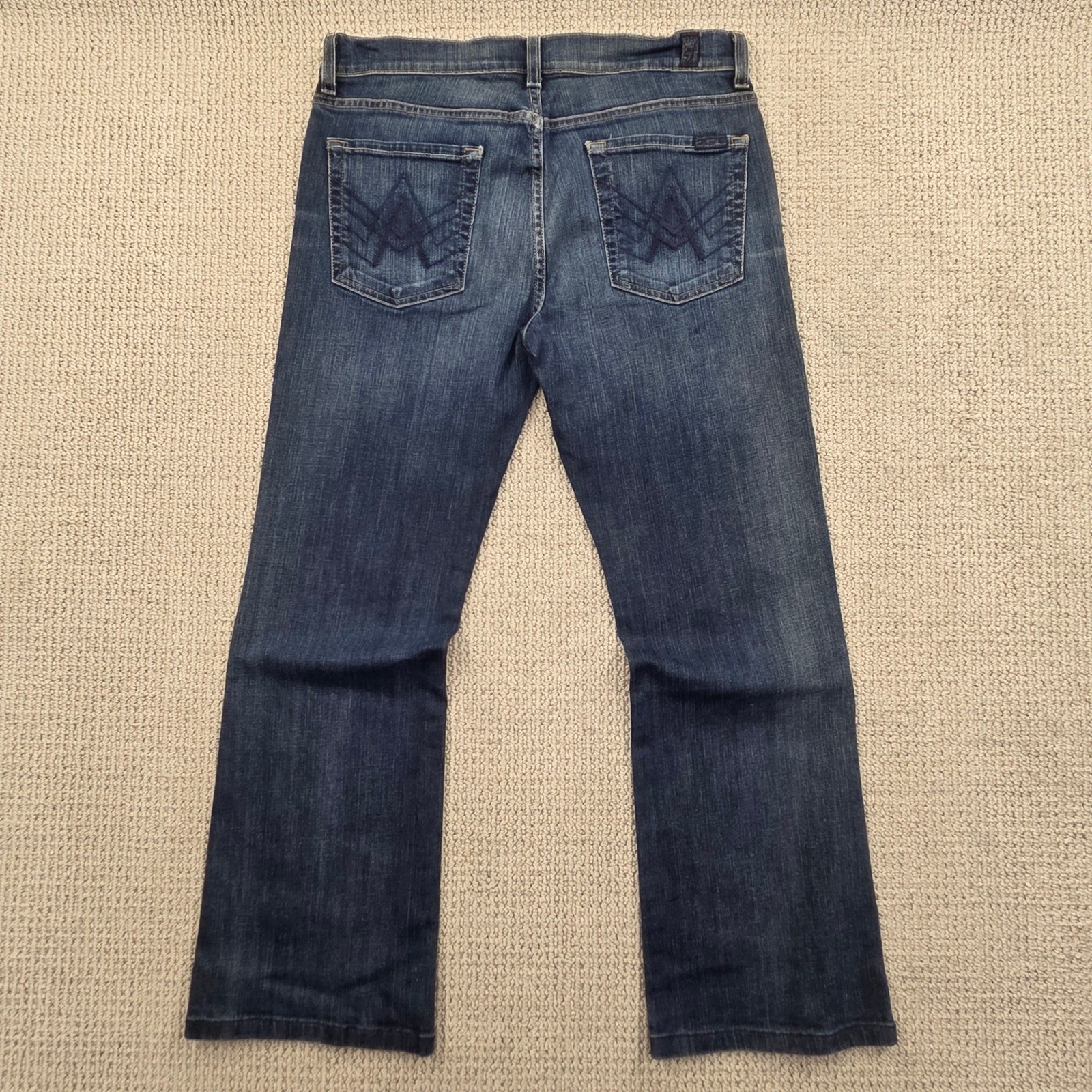 7 For All Mankind A Pocket Bootcut Jeans Dark Wash Blue Denim Womens 32×28.5 Y2K