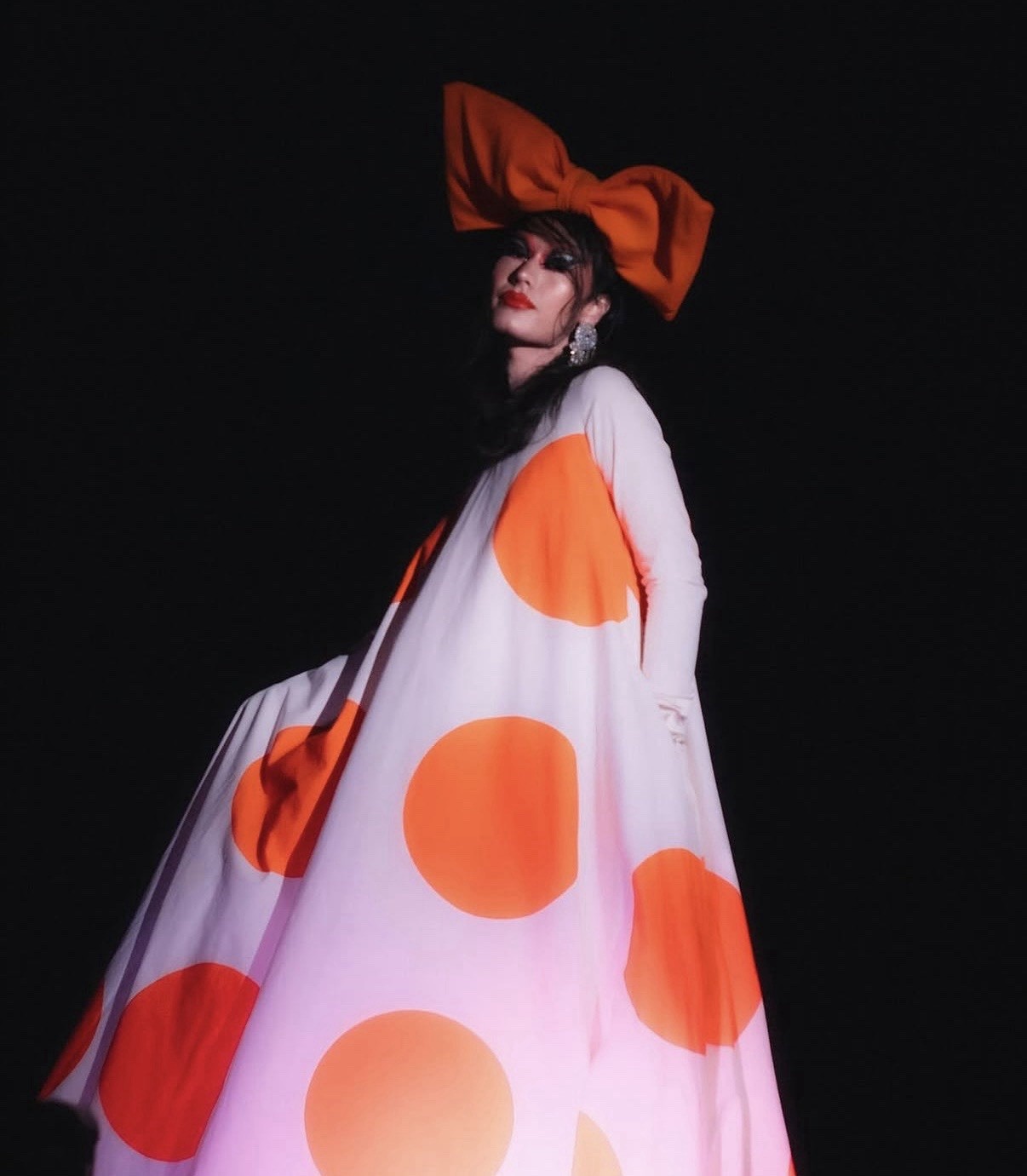 1960s Couture The Clothes Horse Brand Polka Dot Maxi Dress Long Sleeve vintage