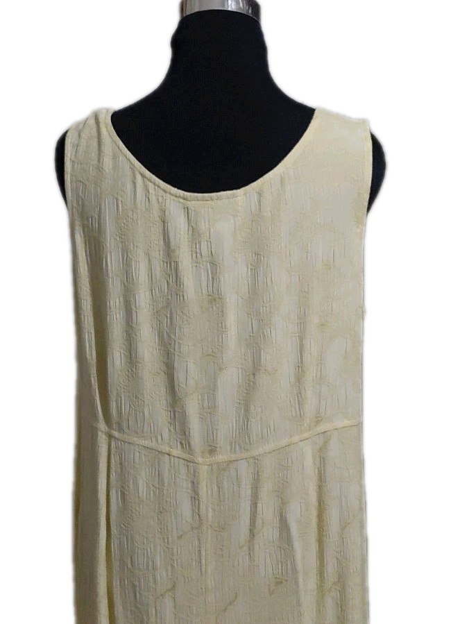 Vintage Karin Stevens Yellow Textured Sleeveless Maxi Dress 100% Rayon SZ 14P