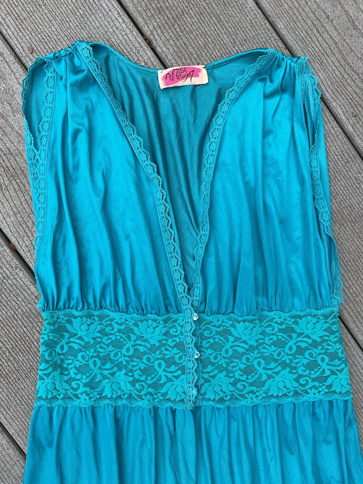 Vintage After Eight Turquoise Long Nightgown M/L
