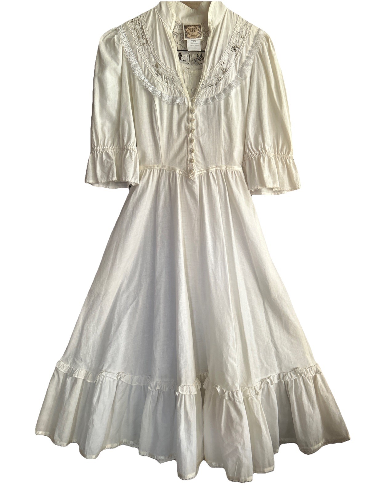 Vtg Gunne Sax By Jessica McClintock Prairie Dress Ivory Cotton Size 3 SMALL