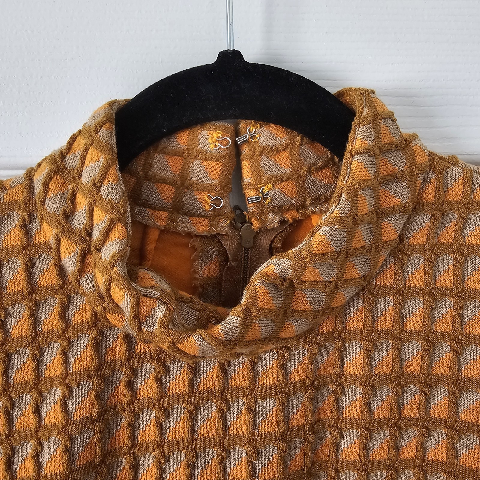 1960s 1970s Vintage Orange Mustard Yellow Mod Spaceage Shift Dress #37