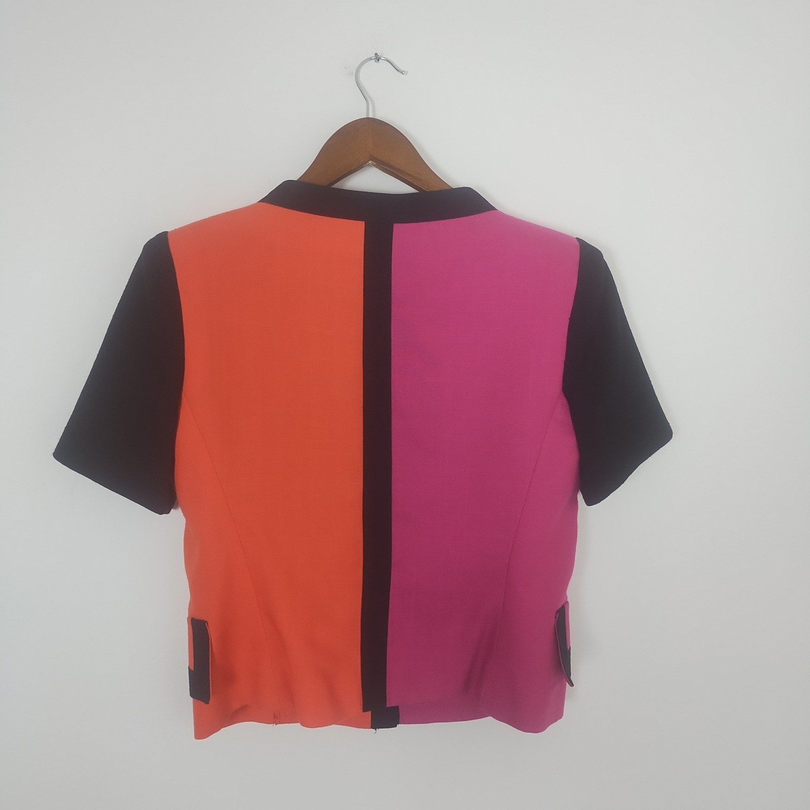 Vintage David Warren Colorblock Blouse Women&rsquo;s 8 80s Mod Maximalist Union Made