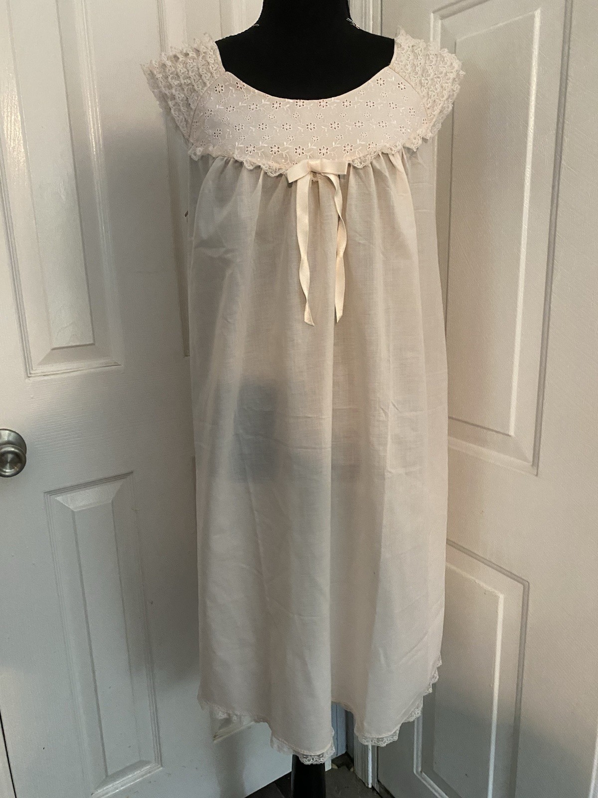 Vtg Shadowline M Pink Ultra Thin Cotton Cap Sleeve Lace