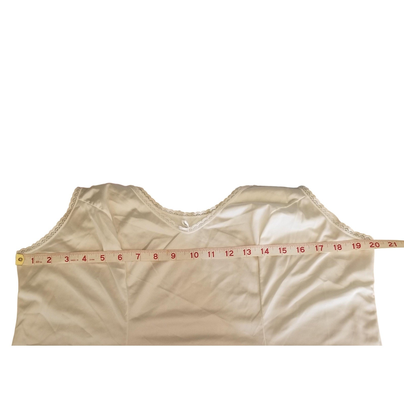 Vanity Fair Vintage White Lace Trim Nylon Camisole Top Sz 40 Made in USA Bridal