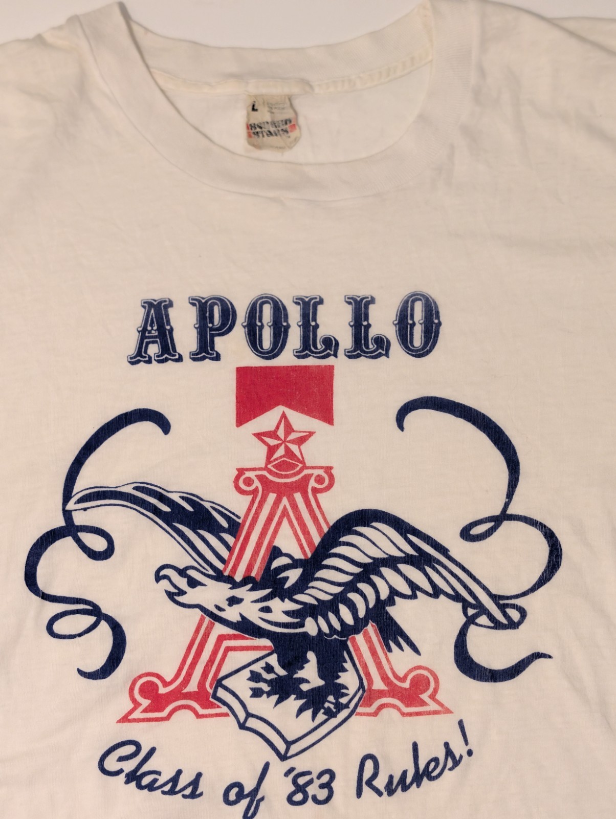 Vtg Screen Stars Class of 83 Apollo Eagle Logo Single Stitch T-Shirt Size L