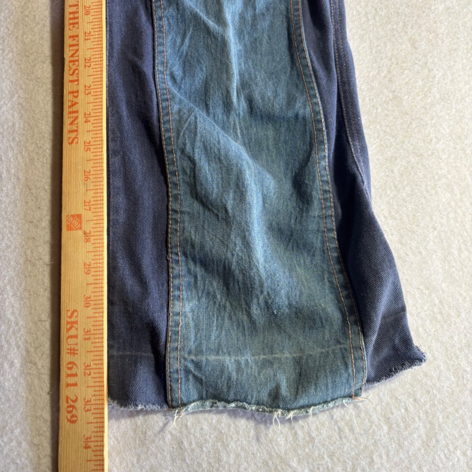 Vintage 1950s Patchwork Jeans Bell Bottom Flare Denim 100% Cotton Size 12