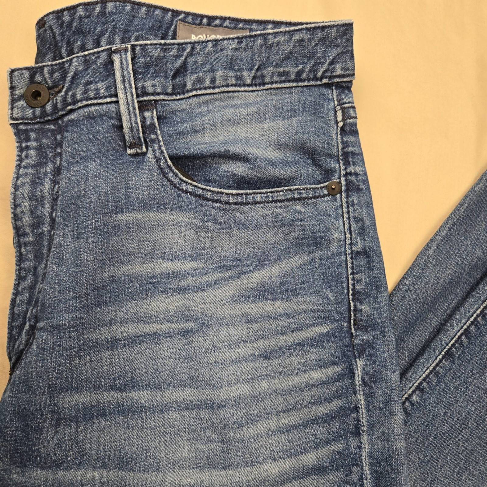 Bonobos Mens Blue Medium Wash Stretch Straight Leg Jeans 35×32 BNX-201 BLW36