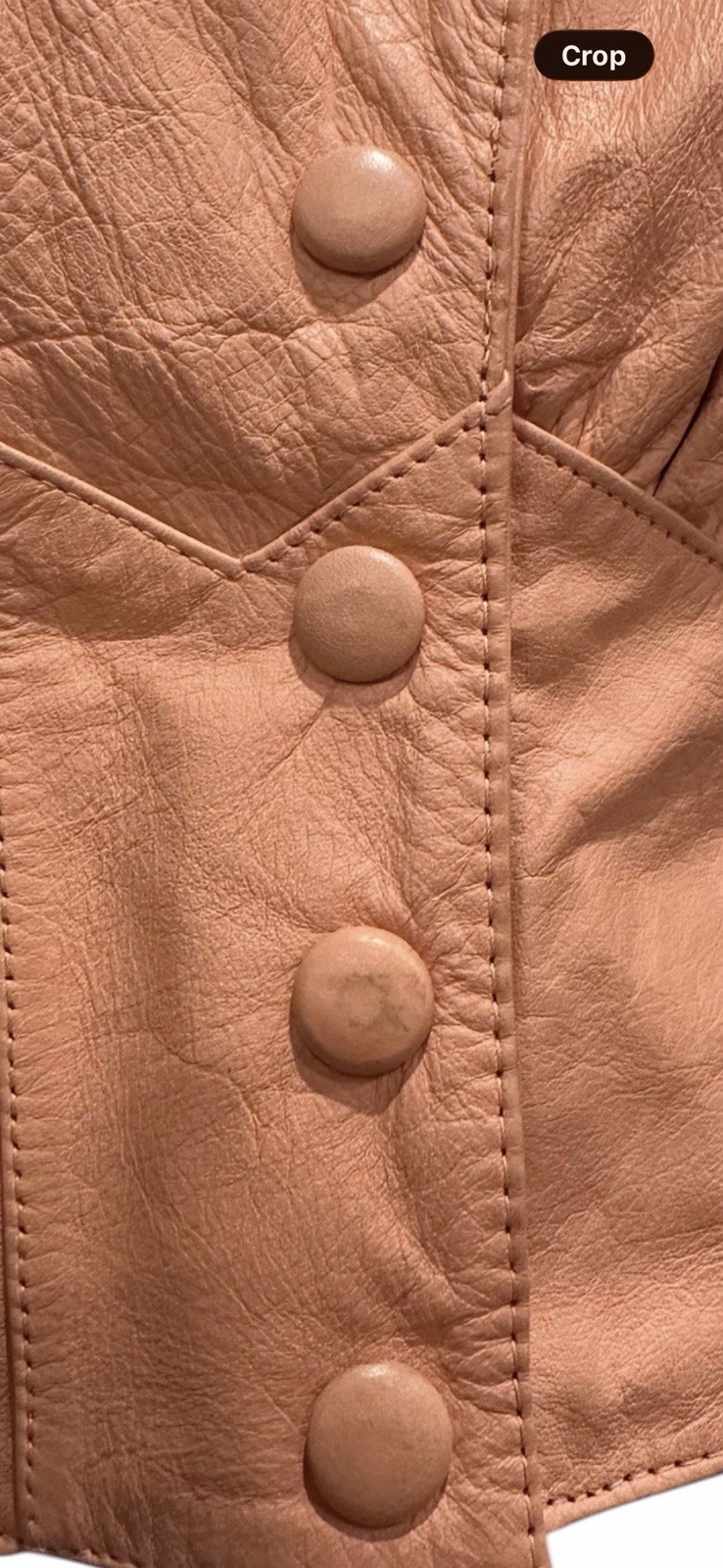 Vintage 1980s Chia Peach Ruched Crop Creamy Matte Leather Jacket Sz S