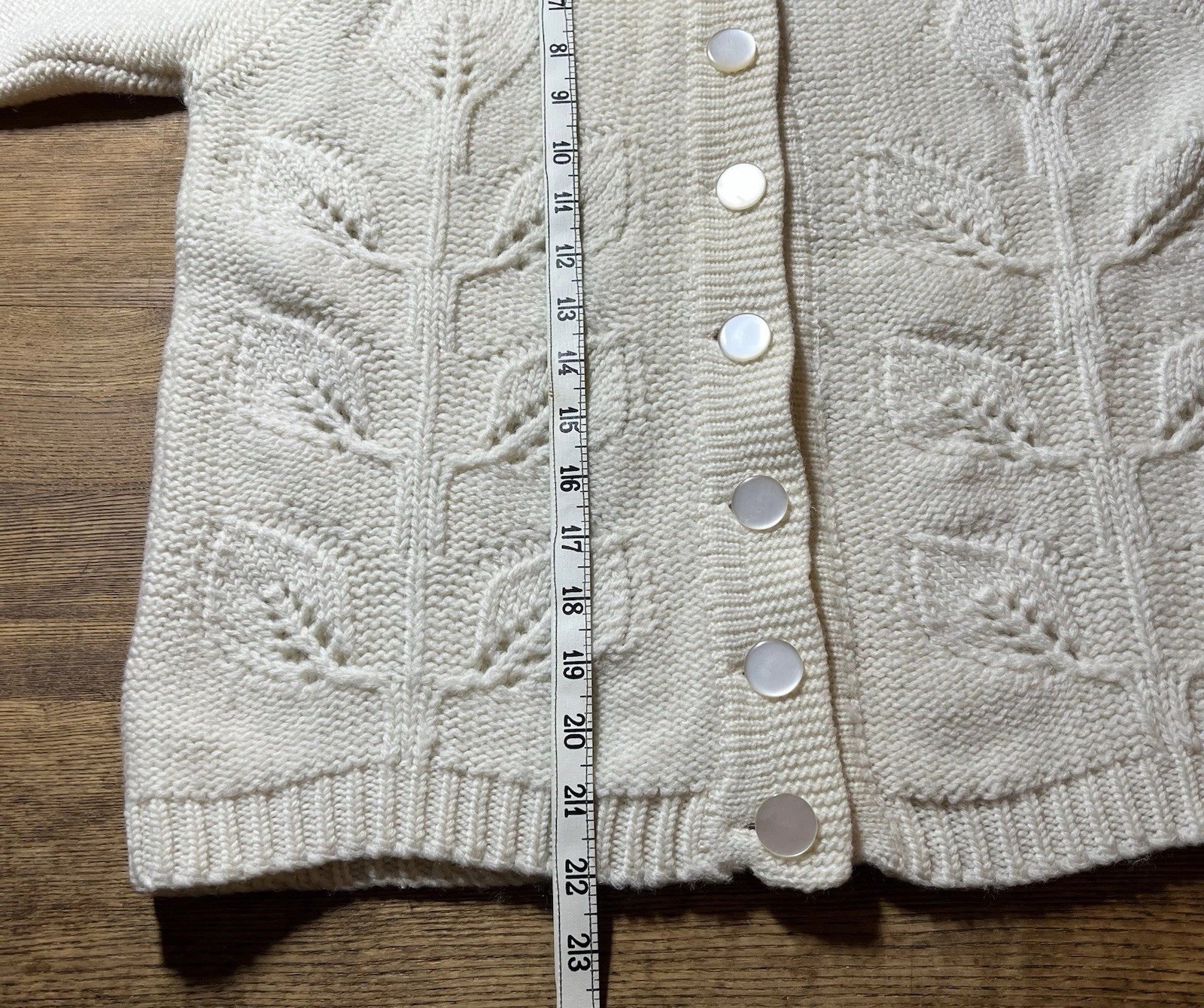 Vintage 60s Miles Sweaters Leaf Pattern Knit Cardigan Shawl Collar Wool Sweater