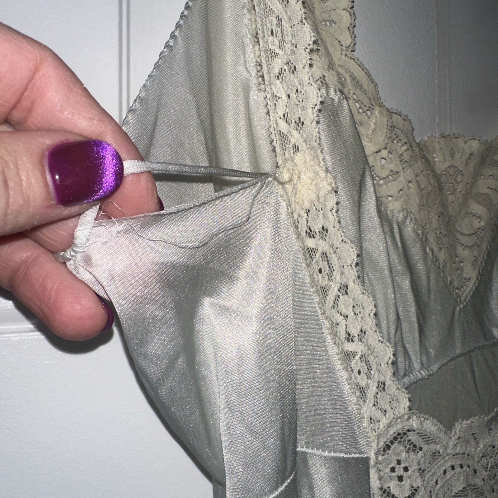 Vintage Miss Elaine Long Lt Blue Nightgown Peignoir Robe Set Petite Union USA