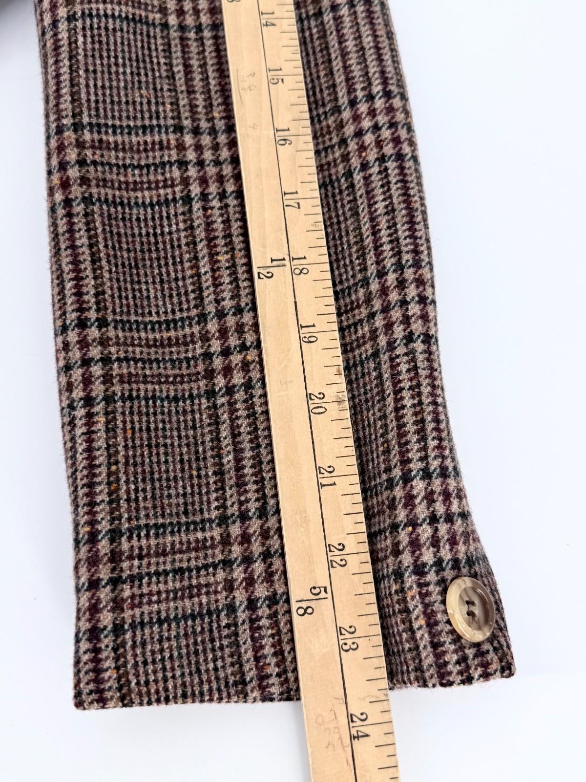 Vintage Toffs 100% Wool Plaid Blazer Jacket Womens 12M Brown Tailored Equestrian