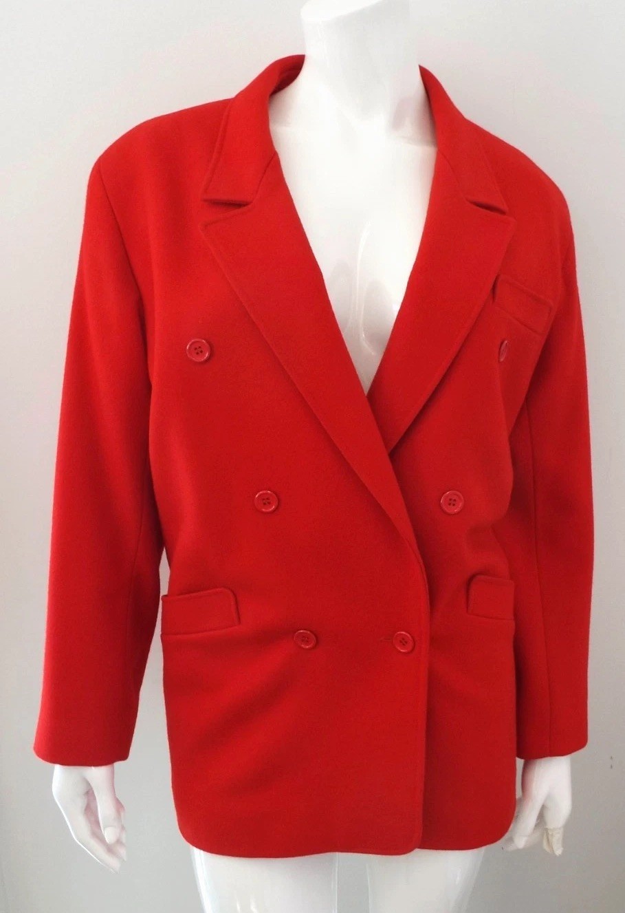 Vintage 1980s KENZO Wool & Cashmere Red Jacket Blazer Coat Size 38 Paris Lined