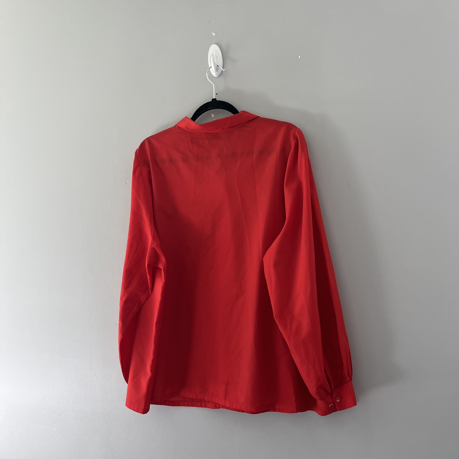 Vintage Judy Bond Button Up Blouse Sheer Red Plus Professional Colorful Size 24W