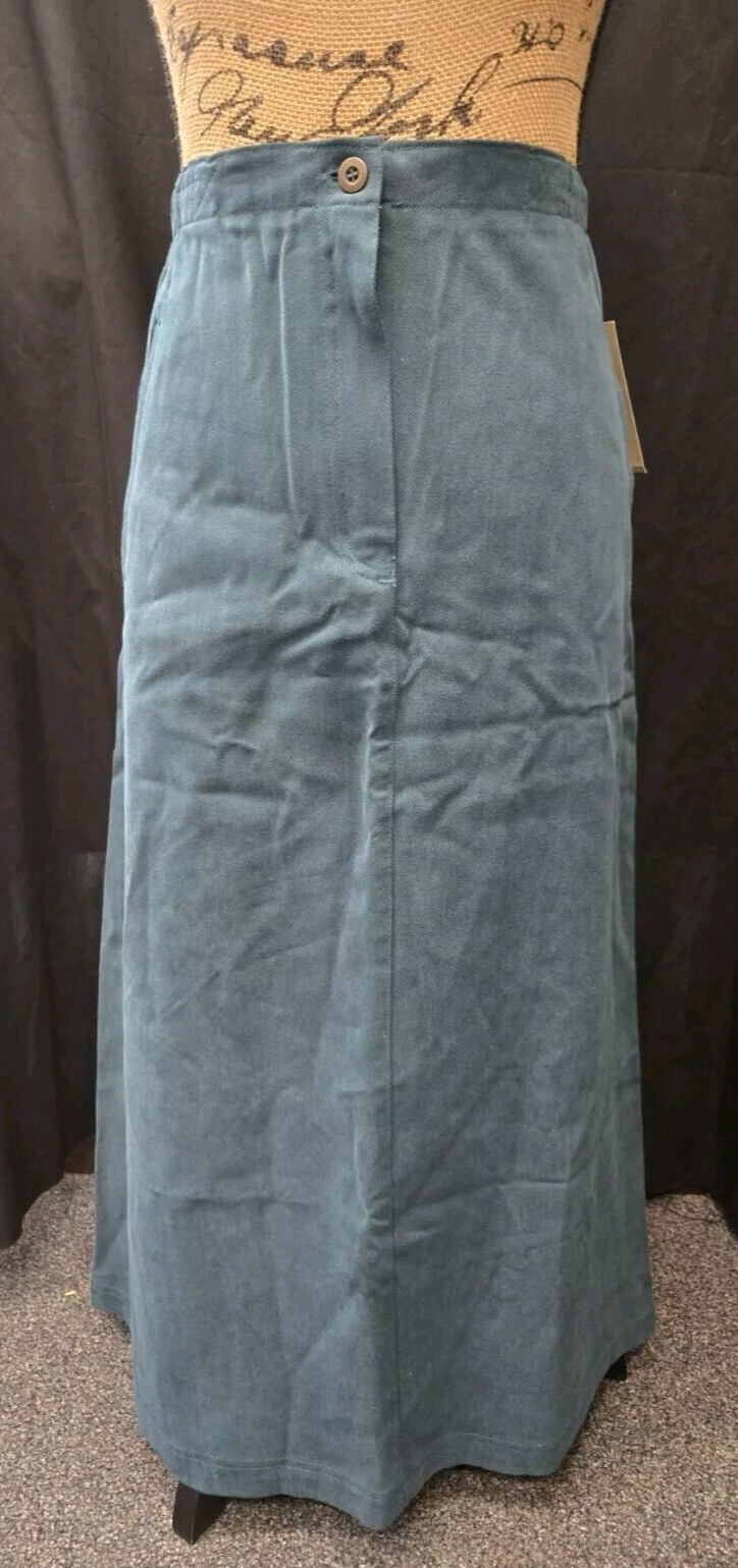 VTG Napa Valley Green Tencel Maxi Skirt Size 12P w/ Tags and Pockets!