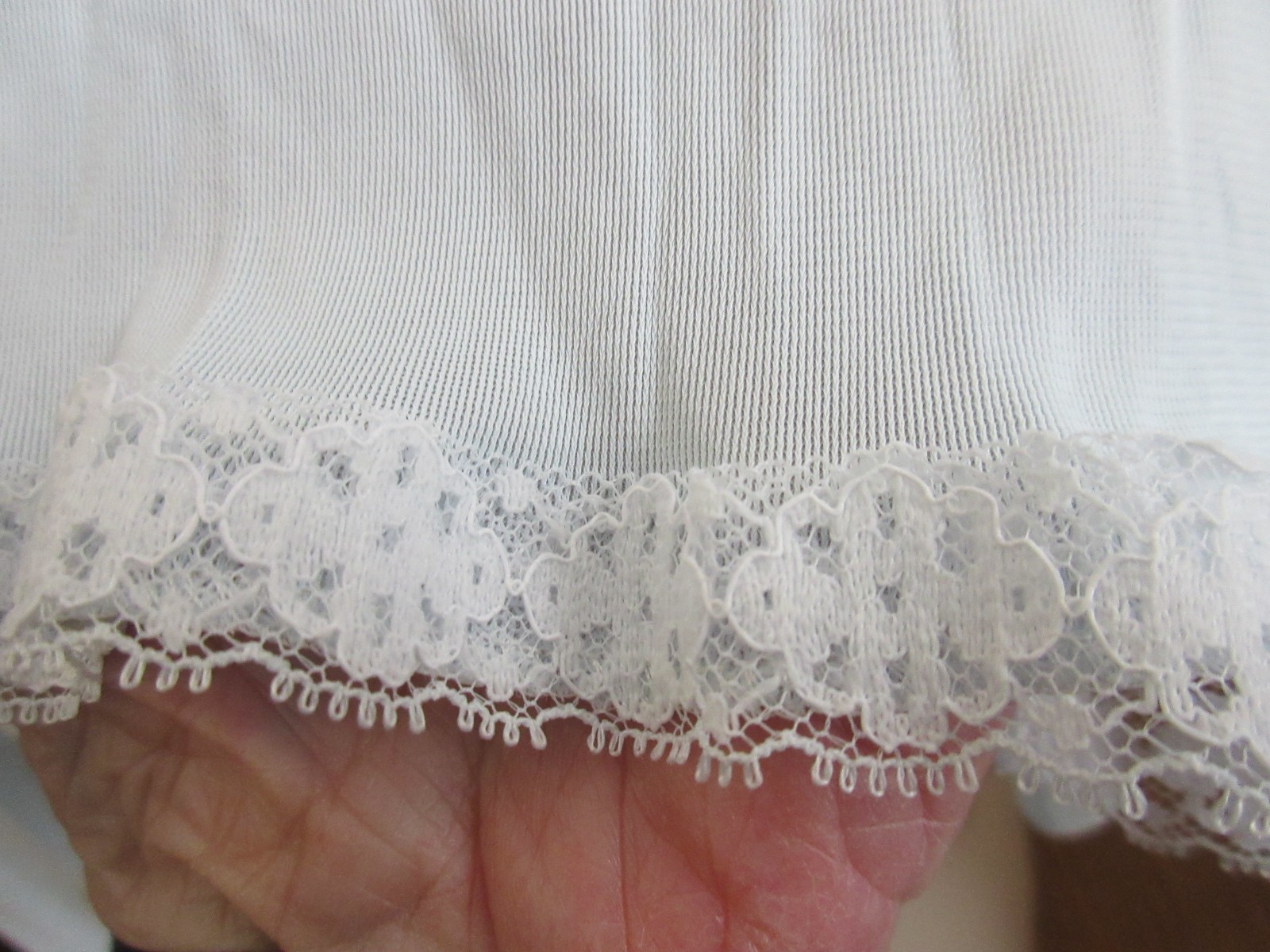 1950&rsquo;s BED JACKET LORRAINE Sheer BLUE nylon LACE overlay size MEDIUM 36/38 USA
