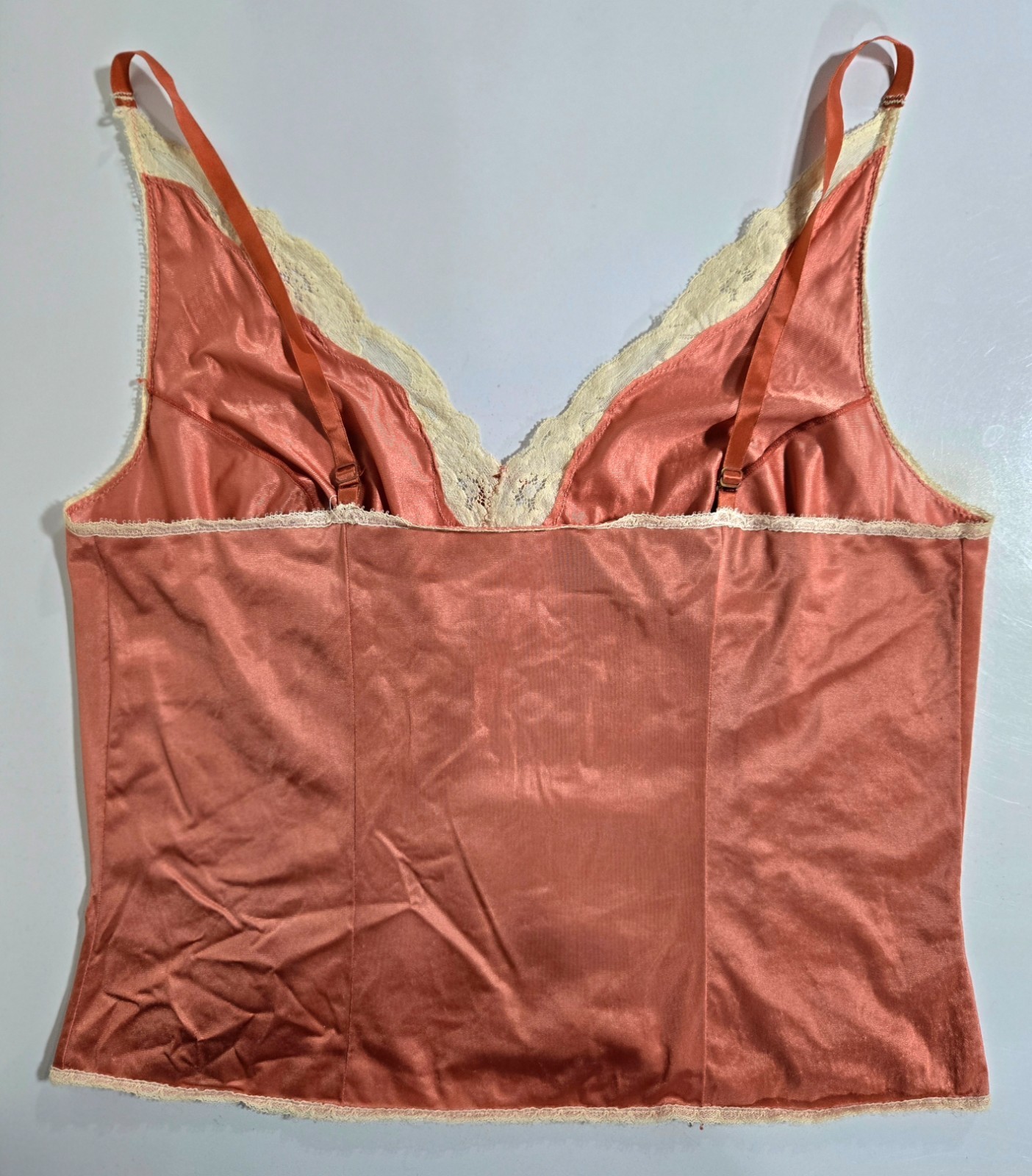VTG Vassarette Camisole Size 34 Antron Nylon Lace Trim Copper Coquette Fairy