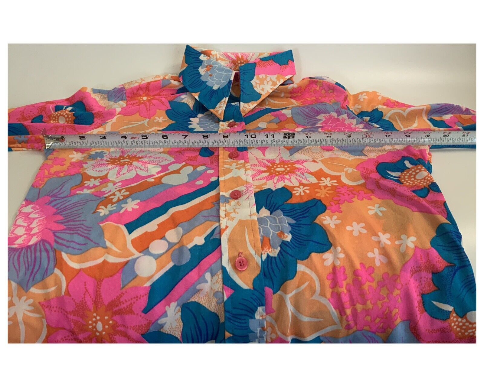 Vtg 1960-70s Laura Mae Floral Long Sleeve Blouse – Hippie/Flower Child – Small