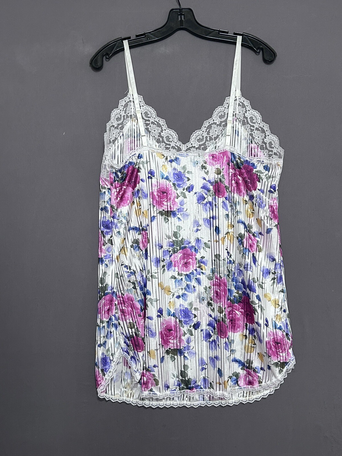 Undercover Wear Camisol Nightie Large Floral Striped Vintage Short Nightgown