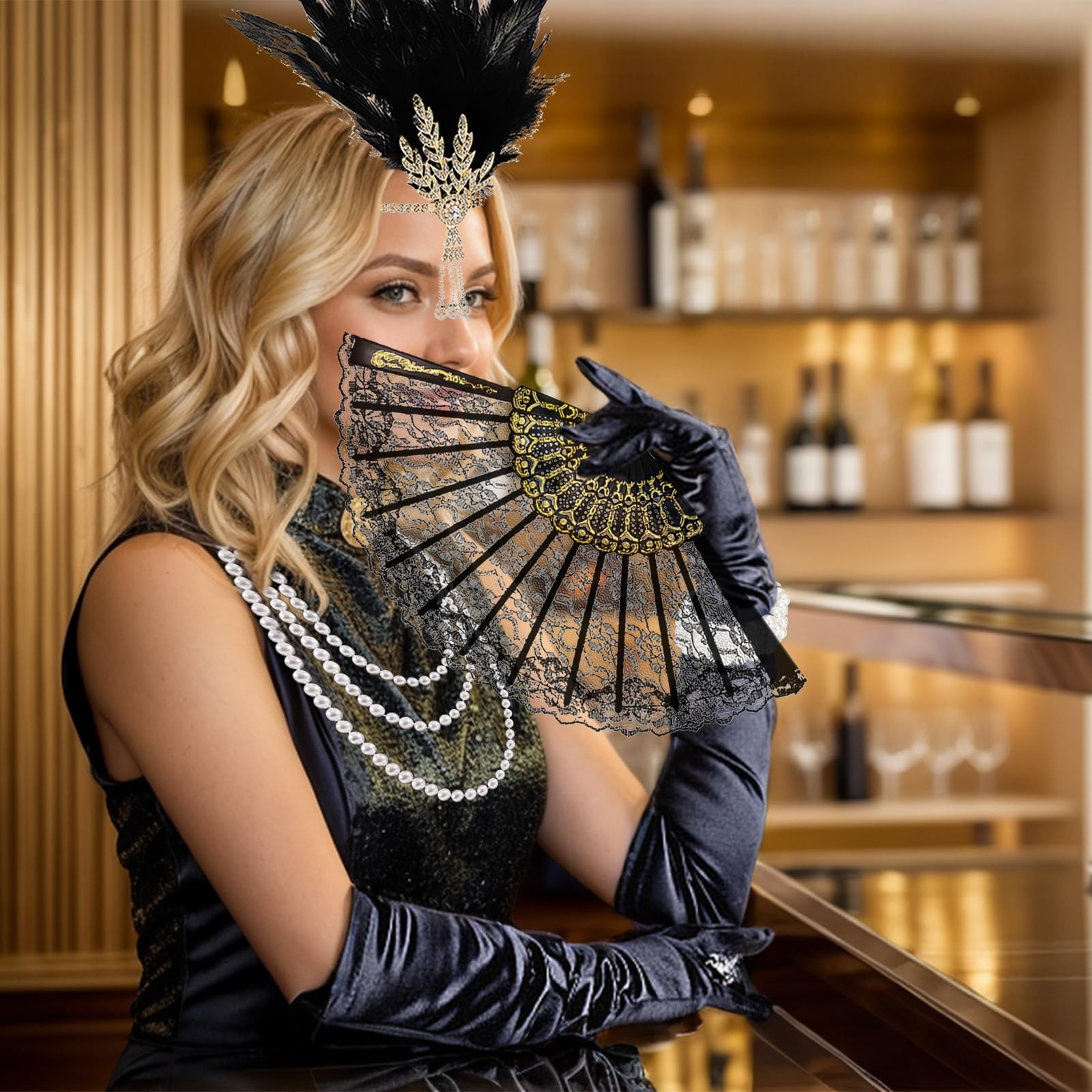 ONEPEACE Vintage 1920s Accessories, Elegant Old Hollywood Glamour Dresses wit…