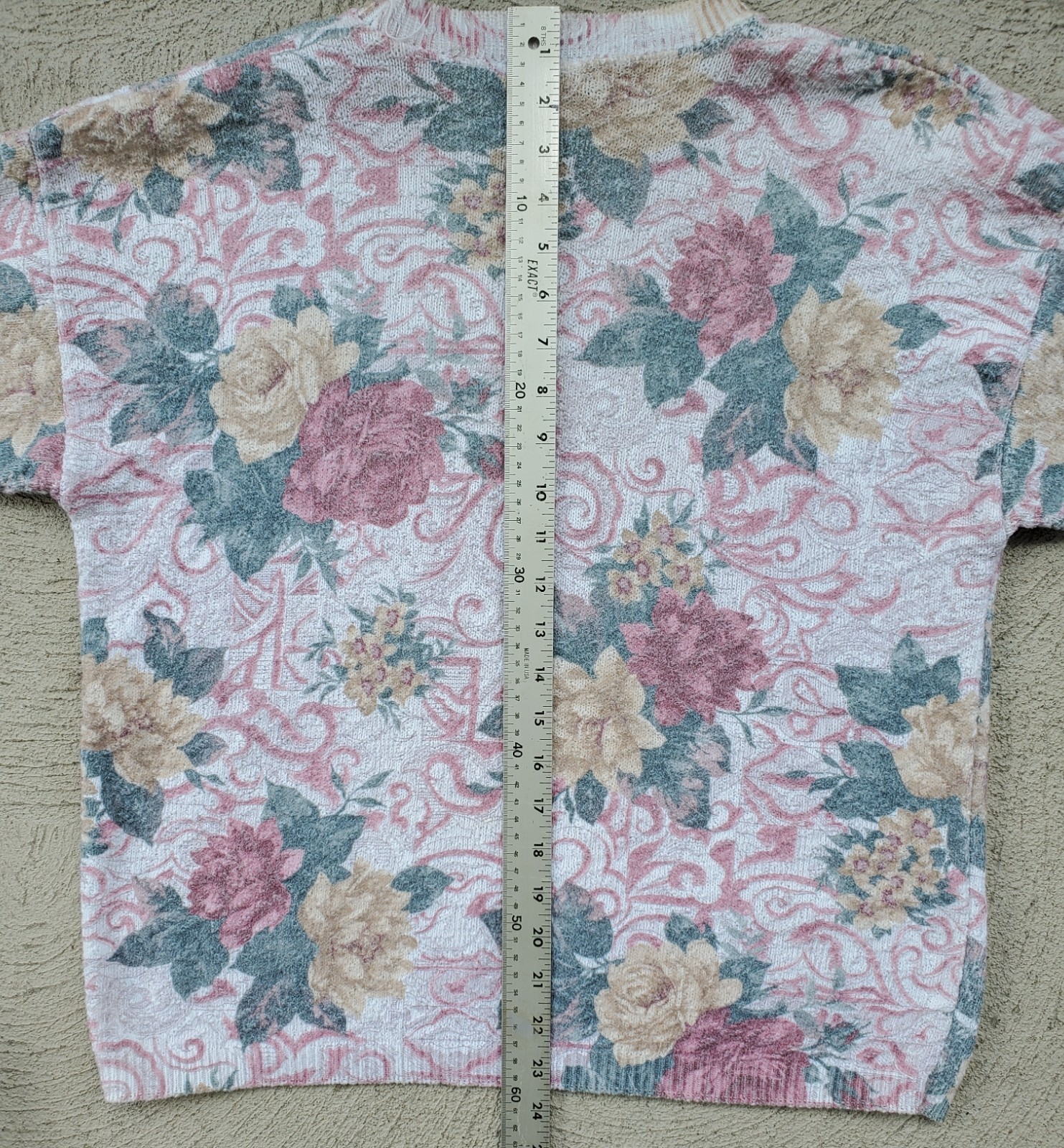 VTG 90s United States Sweaters Womens L Short Sleeve Floral Cottagecore Sweater