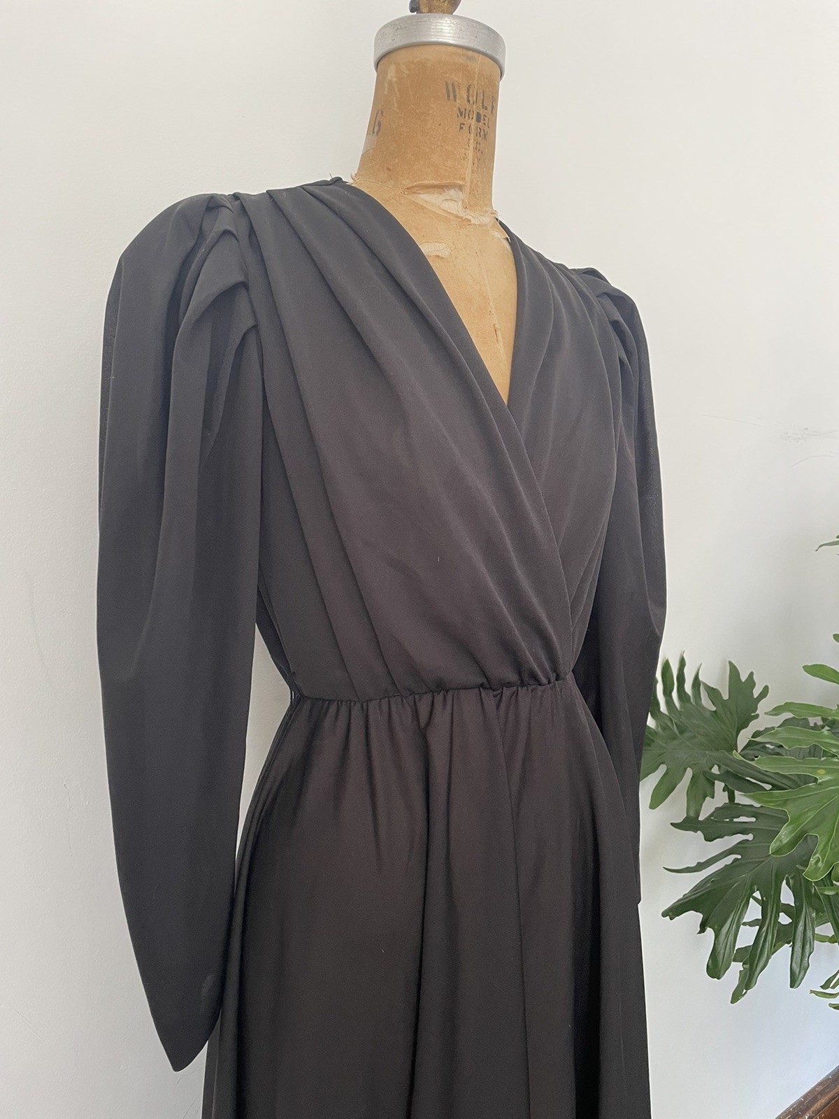 Vintage 1970’s – Early ‘80s Black Disco Dress Puff Sleeves ILGWU USA XS/S