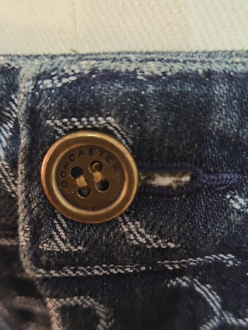 Doncaster Vintage High-Waisted Straight Leg Navy & White Denim Jeans – Size 10
