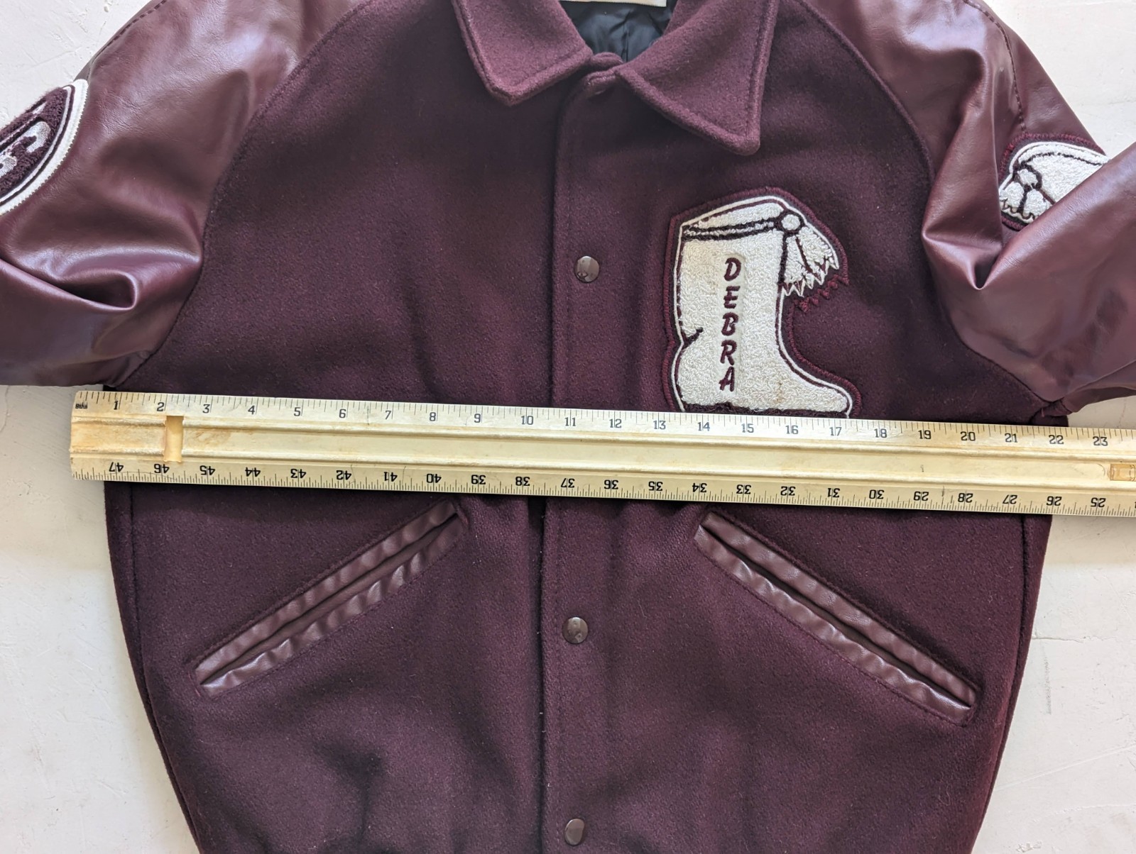 DeLONG Planoettes PSHS Varsity Jacket Maroon Wool Small Plano Senior High School