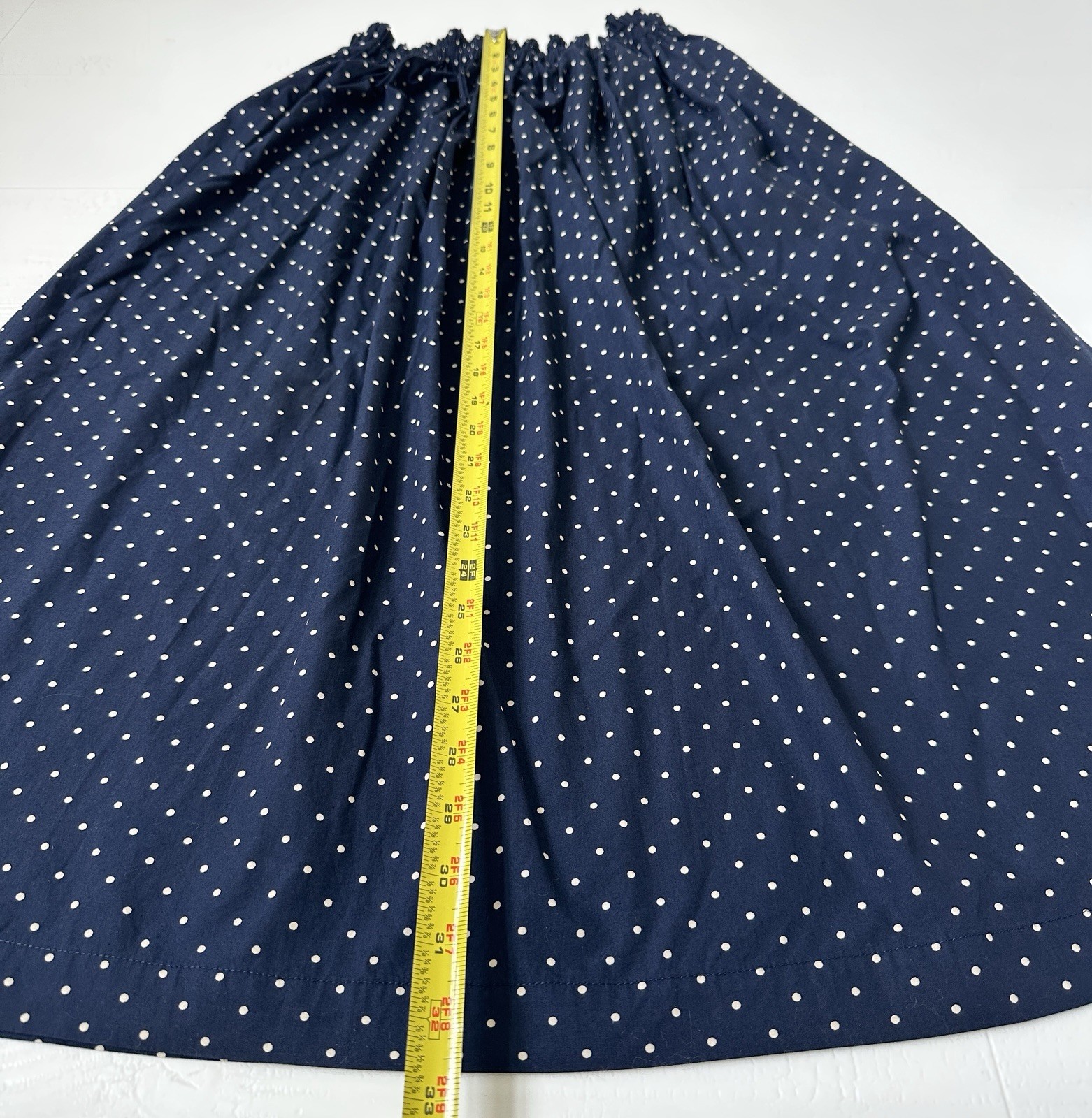 Vtg Robe de Chambre COMME des GARCONS Navy Polka Dot Midi Skirt Gathered Japan