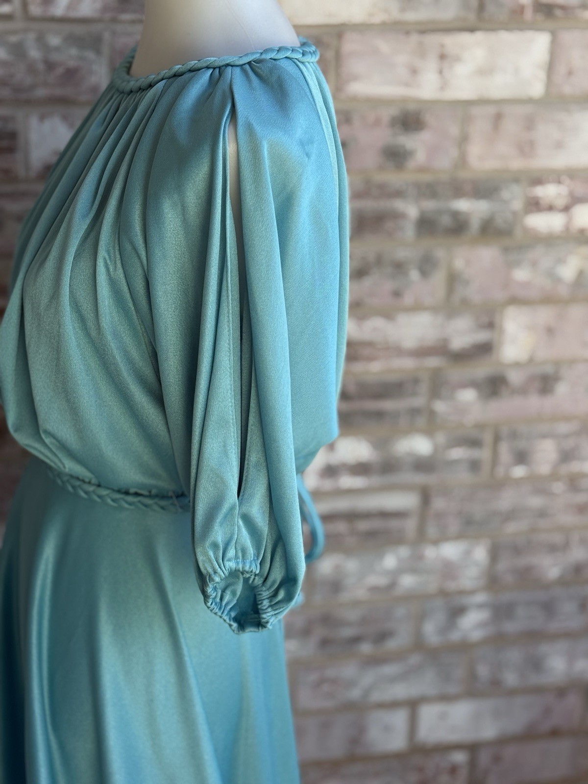 Vintage Bernie Bee New York Blue Evening Wear Dress Elegant Solid Blue Belt 10