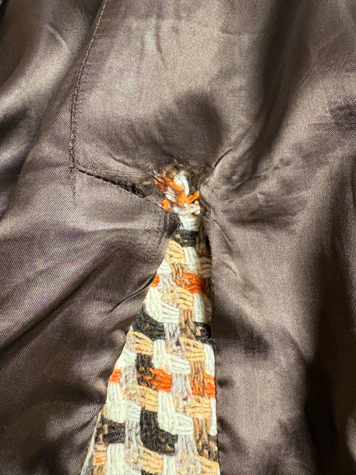 VTG Caslon Wool Woven Tweed Car Coat Brown Orange Women&rsquo;s Sz L Mod 70&rsquo;s Style