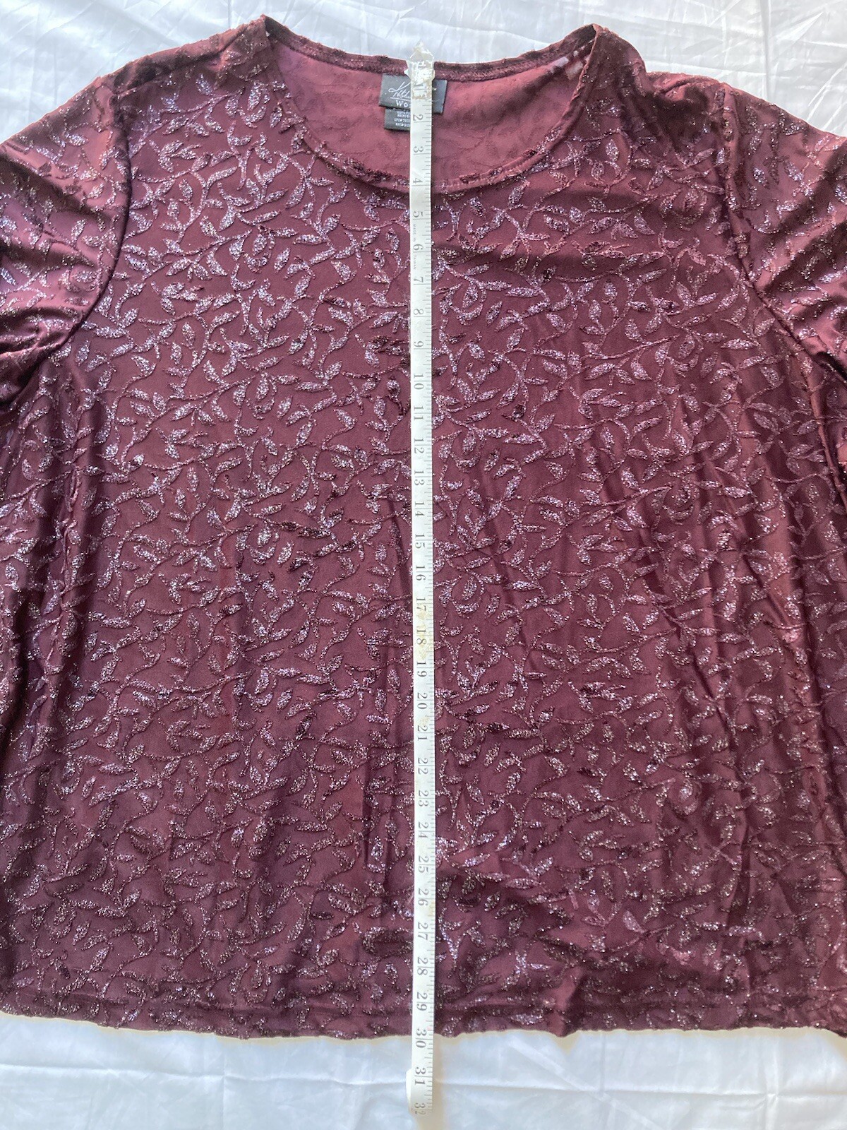 Vintage Women’s Kathie Lee Sparkling Pattern Maroon Blouse Top Size 26/28 3X